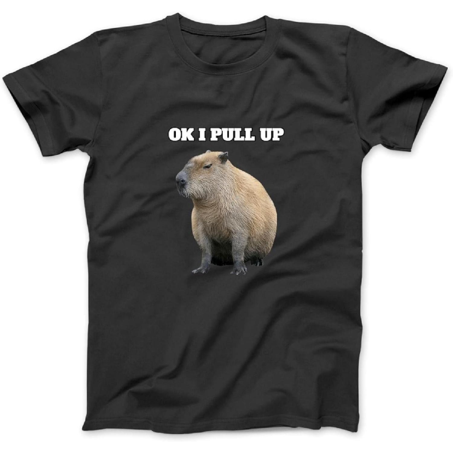 Ok I Pull Up Capybara T-Shirt THA Hoodie Sweatshirt Tank Top for Men Women Black S