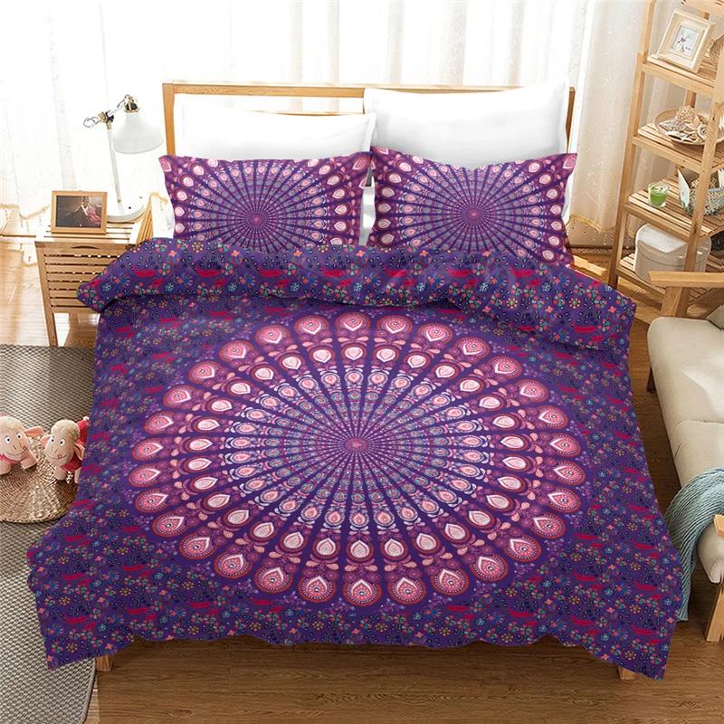 Purple Bohemia Beddings Duvet Cover Sets For Mandala Home Textile Bedroom Bed Cover With Pillowcase Bedclothes Bedset Polyester