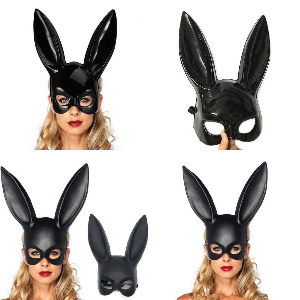 Black Rabbit Mask For Adults With Pvc Material Perfect For Halloween Cosplay And Costume Parties