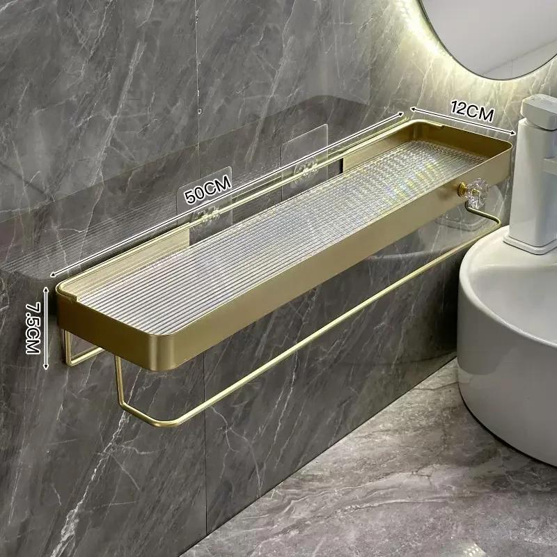 Goldenes Lagerregal ohne Bohren Badezimmer Waschbecken Waschschale Wandmontage Kosmetik-Lagerregal Badezimmerzubehör Regale