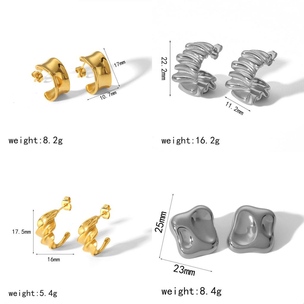 Brincos Minimalistas de Aço Para Mulheres Com Design Geométrico Dobrado Perfeitos Para a Moda de Verão