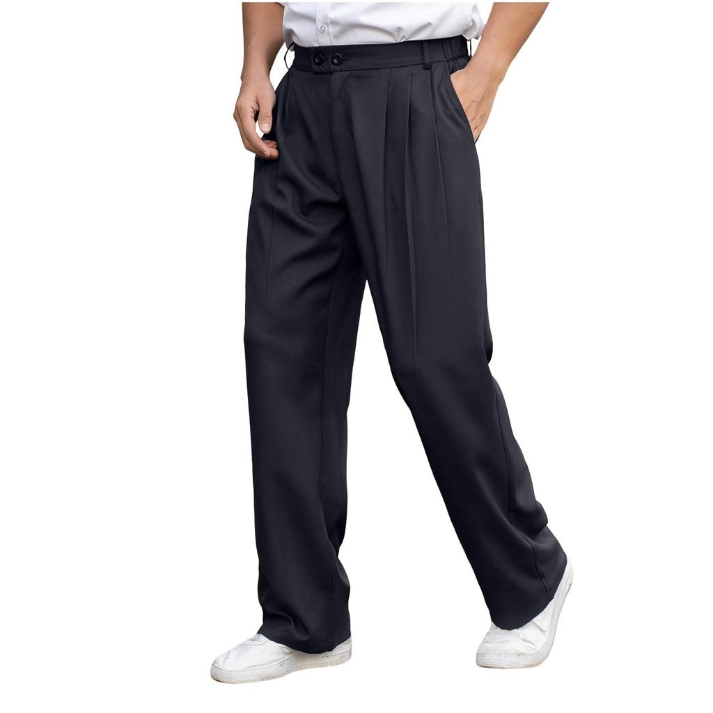 Men's Drapey Smart Casual Pants, Loose Fit Work Trousers