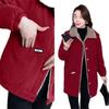 Mid-Length Velvet Plus Size Winter Trench Coat for Women - Stylish and Loose Fit, Perfect for Middle-Aged Mothers.