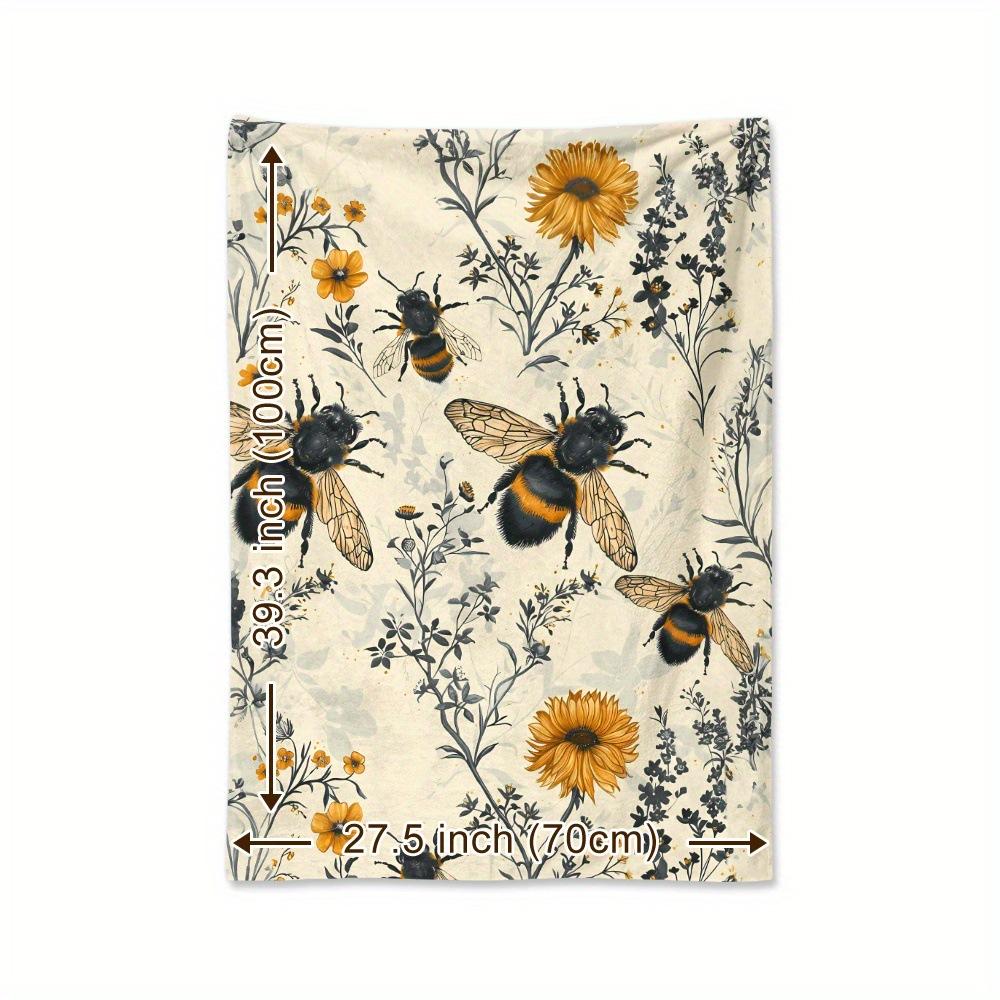 Bee Blanket Flower Printed Flannel Blanket Air Conditioning Blanket Nap Blanket