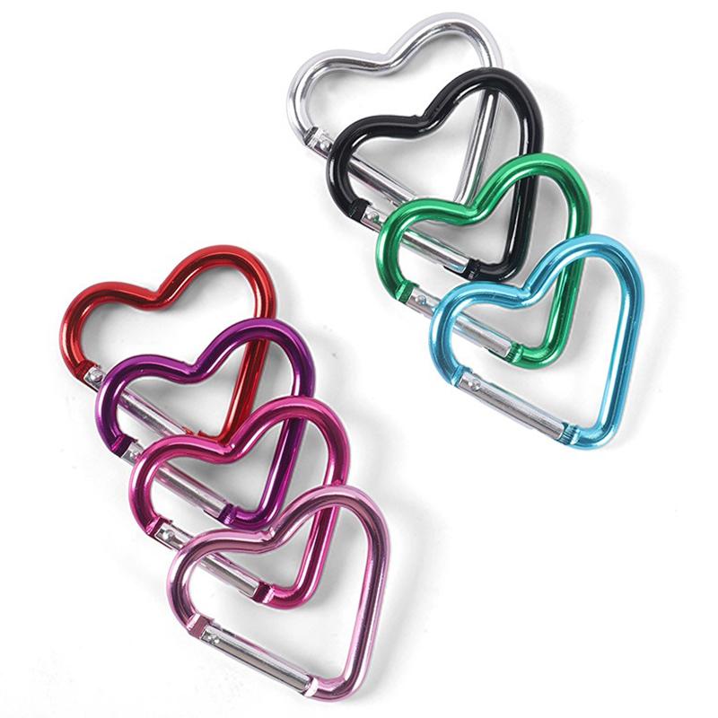 3/6/9/12PCS Heart-shaped Carabiners Random Mix Color Keychain Suitable for Camping Outing Travel Hanging Buckle Hook Gadgets ZYF