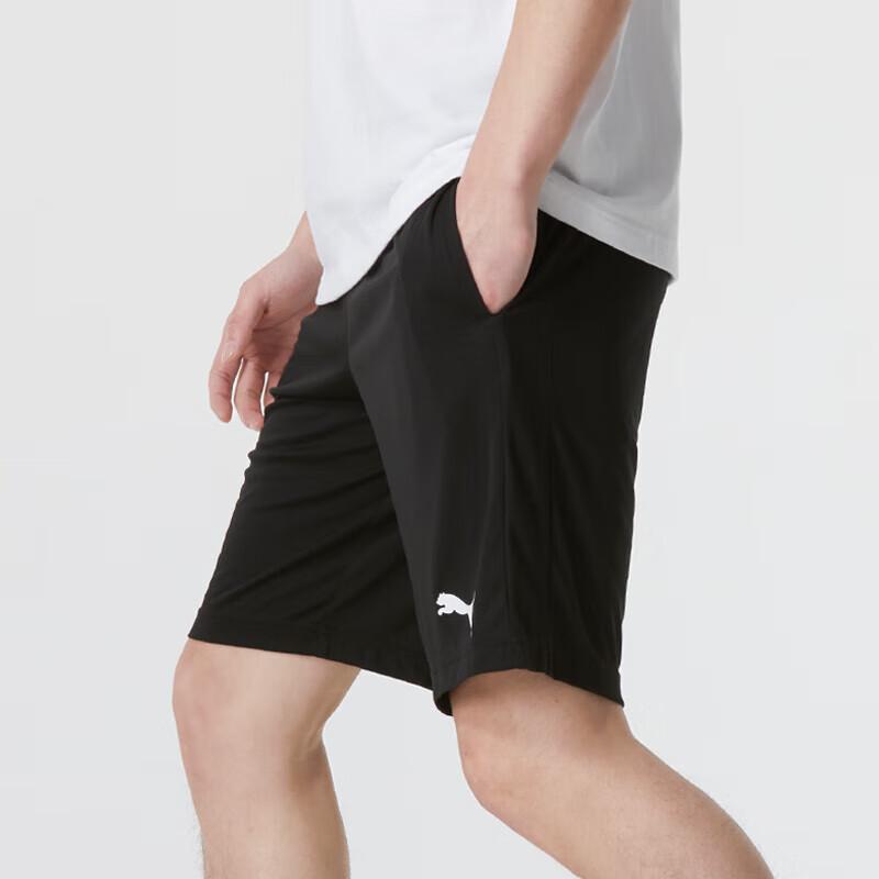 Puma Logo Print Elastic Waist Straight Leg Casual Shorts Men Shorts Black 588864-01