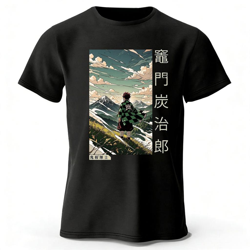 Demon Slayer Mount Fuji Printed Pure Cotton T-shirt Men/women Fashion Casual Loose Plus-size Short Sleeves Top