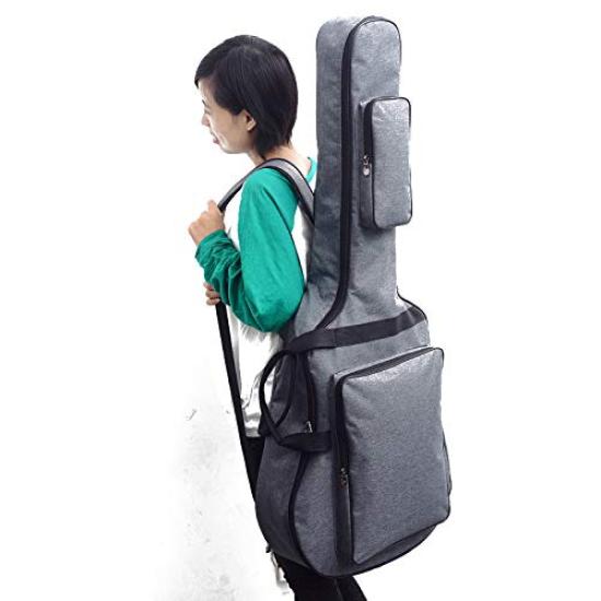 Jumbo Guitar Gig Fits and Guitars with 12mm Foam Bag, Backpack-Style, 42- 43-inch (Jumbo Type), Filling, (Gray)