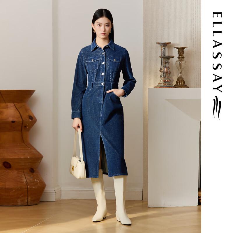 

ELLASSAY Women s Front Slit Denim Midi Dress M