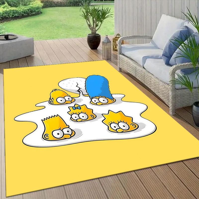 The Simpsons Flannel Pattern Square Carpet,Area Rug,Carpet Rug for Living Room Bedroom Sofa Playroom Decor,Non-slip Floor Mat