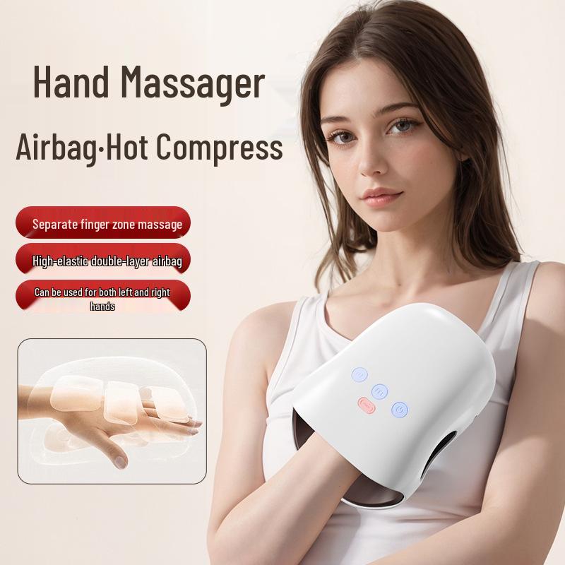 Hand Massager with Heating and Airbag Kneading for Finger, Joint, and Palm Pain Relief