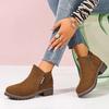 Fashion Autumn /Winter New Women's Short Boots 2025 Round Head Side and Bare Boots Square Heel Solid Color Large Size Women's Shoes