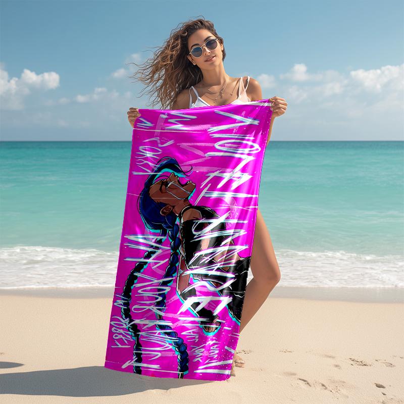 Beach Towel with Jinx Pattern - Soft,absorbent,machine Washable Lightweight&Modern,swimming,Travel Essentials