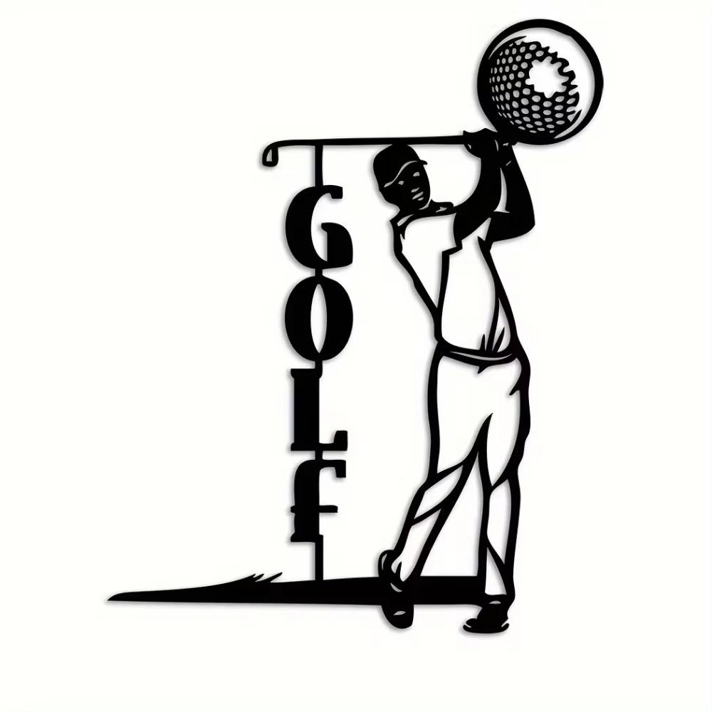1 st Golf på gren Stål Silhuett Metall Väggkonst för Hem, Gård & Uteplats, Utomhus Staty Stake, Perfekt Juldekoration