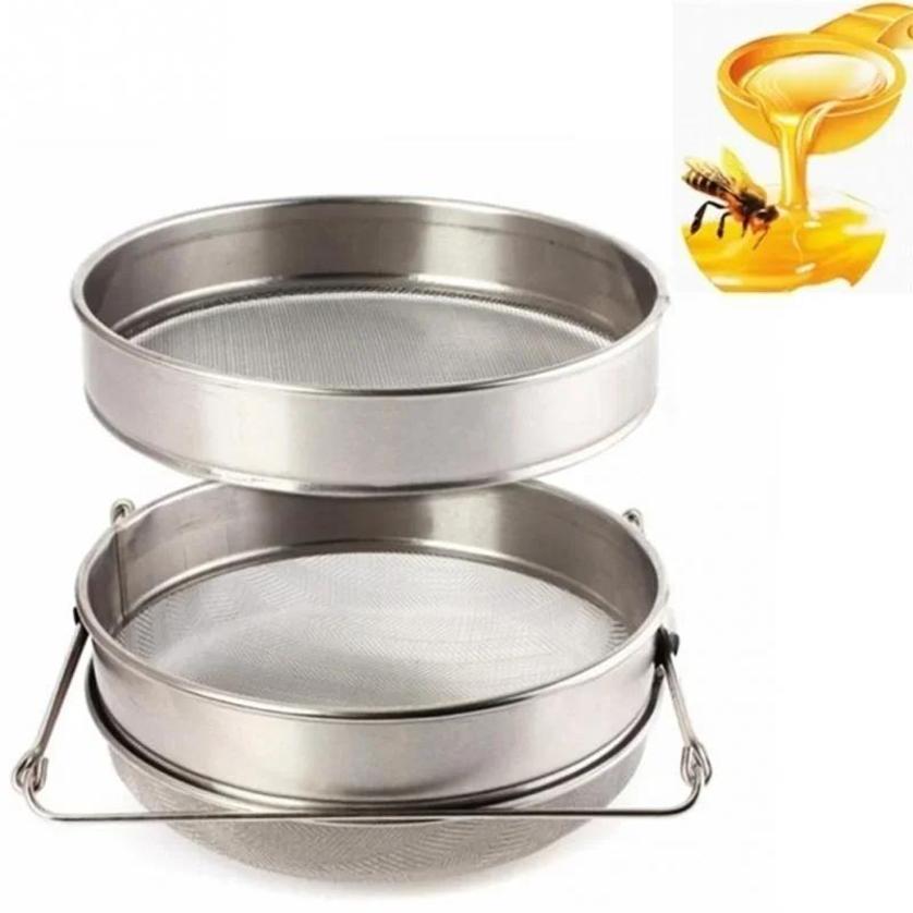 1 Pcs Stainless Steel Honey Filter Double-Screen Honey Particle Filter Multi-Function Adjustable Fine Mesh Sieve Filter Screen