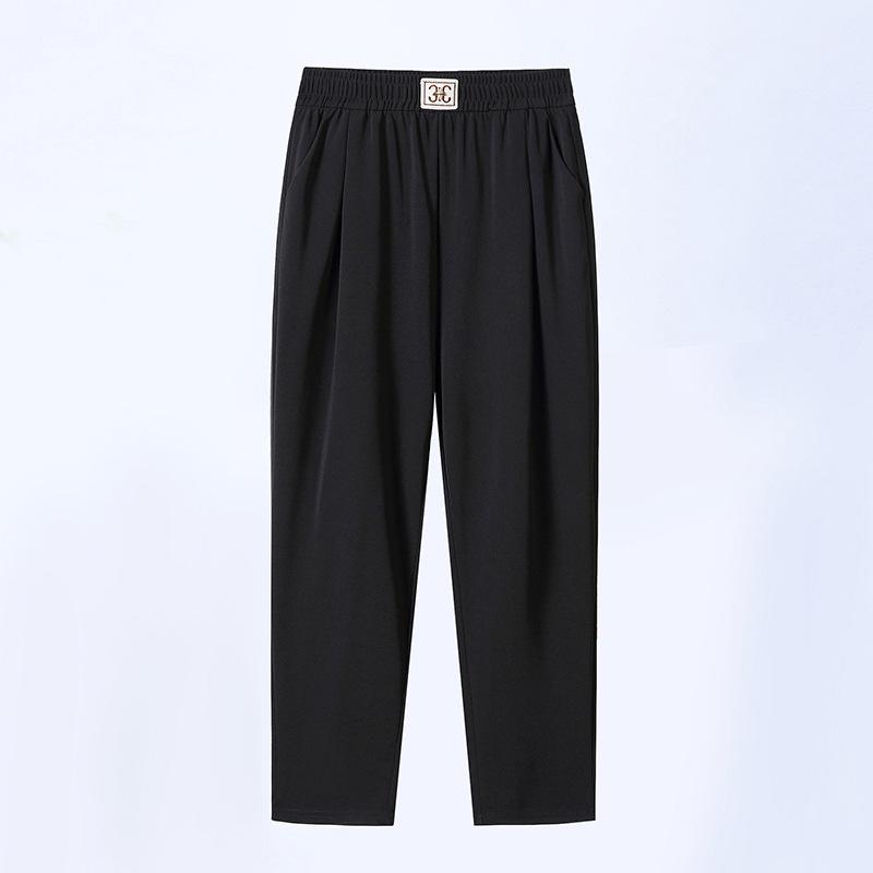 

Мамины летние брюки Брюки для женщин среднего возраста Летние повседневные Брюки с высокой талией Брюки прямого кроя для бабушки 6XL чёрный