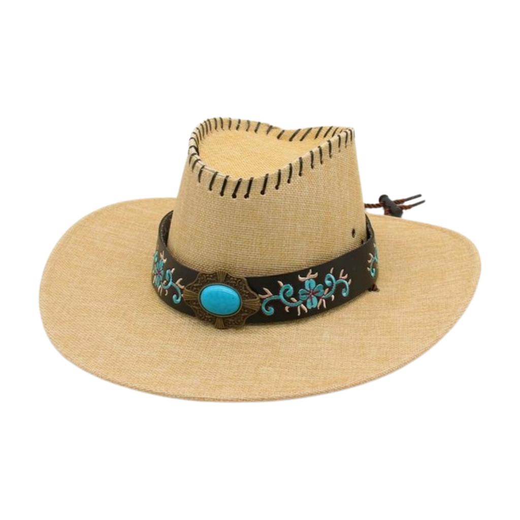 Big Eaves Vacation Sunscreen Sunshade Top Hat Grassland Ethnic Style Embroidery Accessories Riding Hat Denim Hat