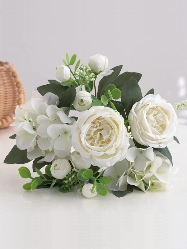 1PC Artificial Flowers Wedding Table Home Bedroom Decorations Bridal Bouquet Garden Fake Silk Peony Hydrangeas Vases Outdoor Diy