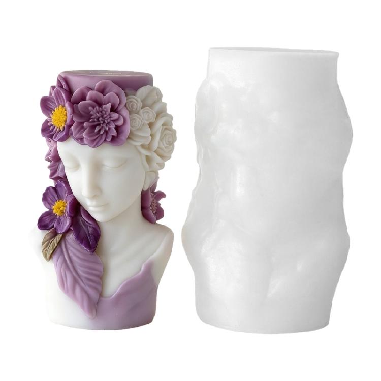 

Flower Girl Embossed Cylinder Candle Silicone Mold For Handmade Candle Soap Chocolate Home Decoration and Resin Casting 1
