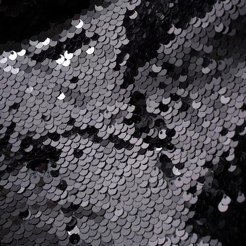 

Black Large Sequen Embroidered Circular Mesh Fabric Jacket Half Skirt Clothing By The Half Meter Cloth Apparel Diy Sewing 50x145cm