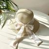 Hat Style Versatile Straw Woven Elegant Pearls Bow Womens Retro Sunshade Hats
