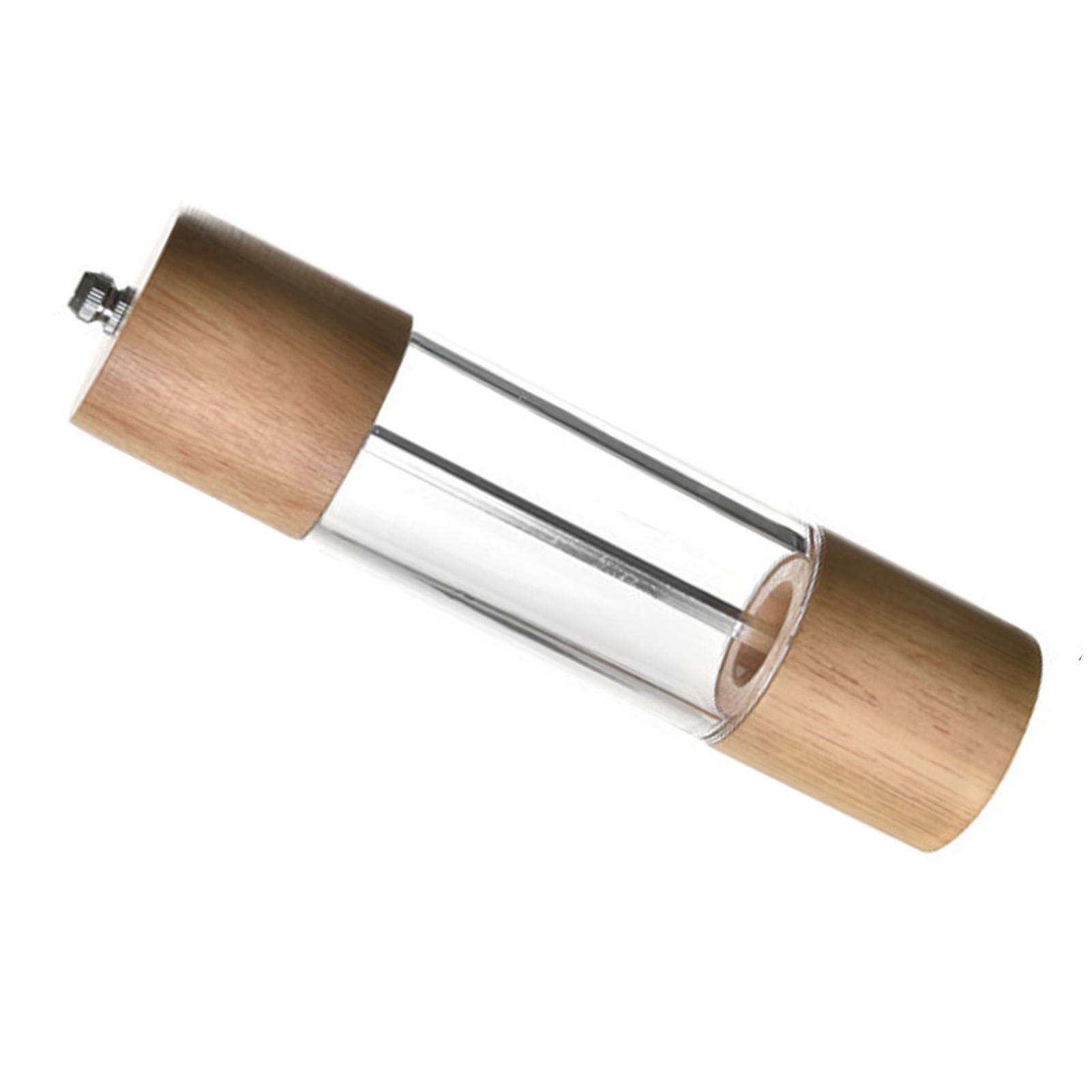Manual Pepper Grinder Multifunctional Efficient Grinding Oak Patchwork Acrylic Pepper Mills Shakers L Large