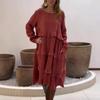 2025 Spring/Summer Women's Long-Sleeved Patchwork Ruffle Dress