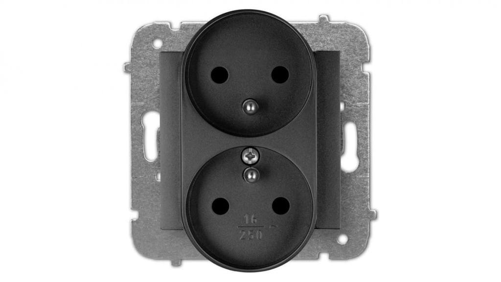 Santra 2x2P+Z Modular Socket Without Frame Recessed Black 4143-19