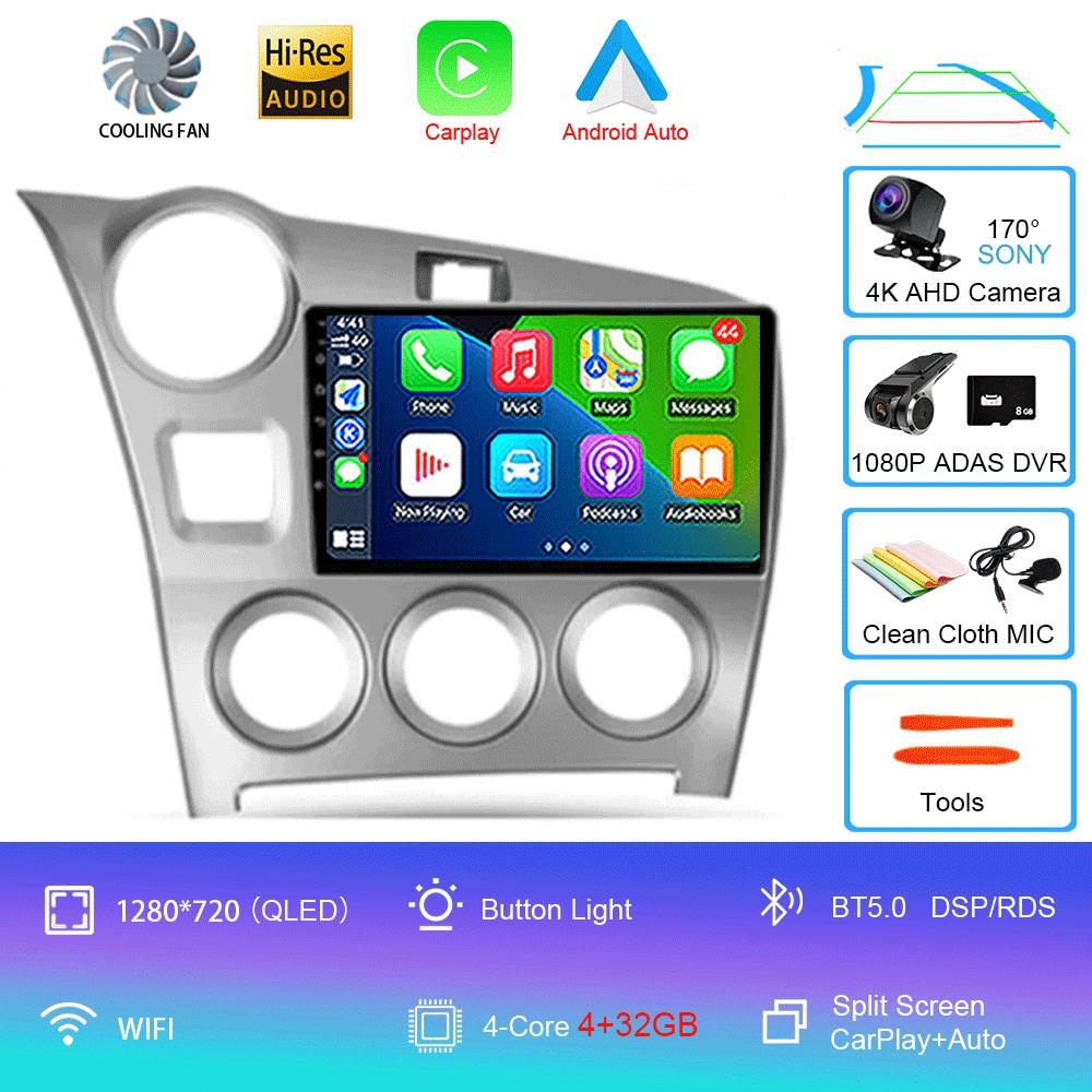 Android 14 Carplay Auto Car Radio For Toyota Matrix 2 E140 2008 2009 2010 2011 2012 2013 2014 Multimedia Player Navigation GPS