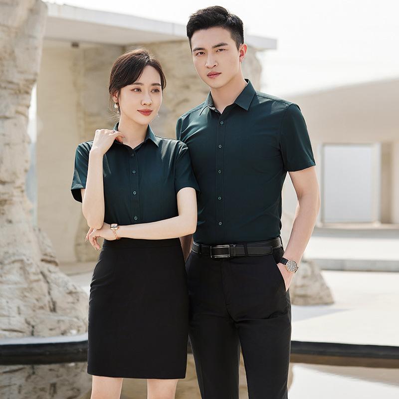 Youth Bamboo Fiber Shirt Men's Shirt Men's Summer Breathable Cool Short Sleeve White Shirt Casual Non-ironing Men's Shirt