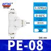 Pneumatic Nylon Air Hose Quick Connect Fittings: PU Straight, PY 5-Way, Cross 4-Way, PZA 3-Way, PE Connector with White/Blue Cap