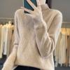 Versatile Women's Wool Sweater: Half-High Neck, Solid Color, Diamond Cable Knit, Warm & Comfortable Pullover