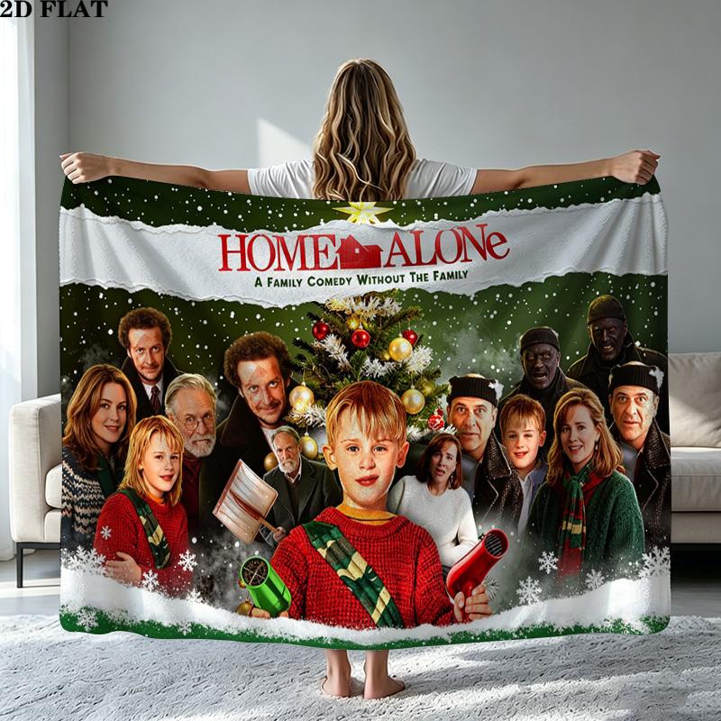 Home Alone Christmas Print Flannel Blanket High Quality Warm Comfortable Cover for All Seasons Perfect for Gifts Home Decor