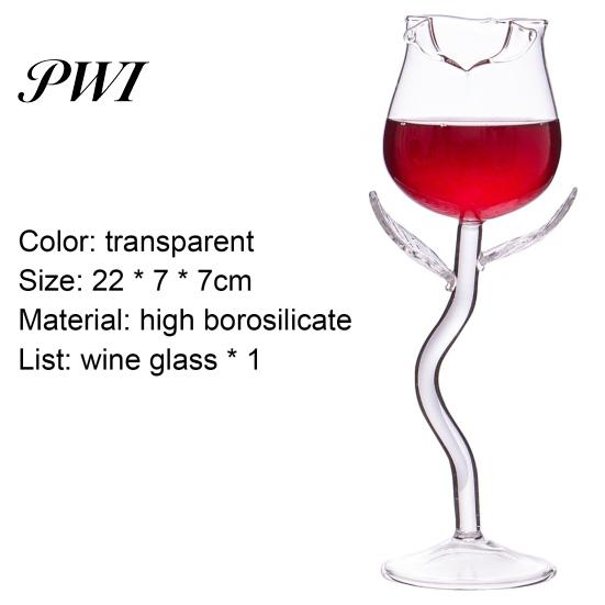 Transparent Glass Cup Wine Exquisite Stable Base Rose Shape Goblet for Home Bottle
