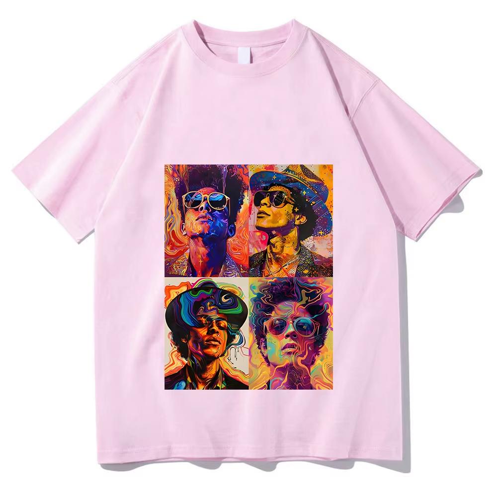 Pop Bruno Mars Tshirt Graphic Printing Classic Trend pure Cotton Teeshirt Summer Short Sleeve Punk Tshirt Soft  Couple Outfits