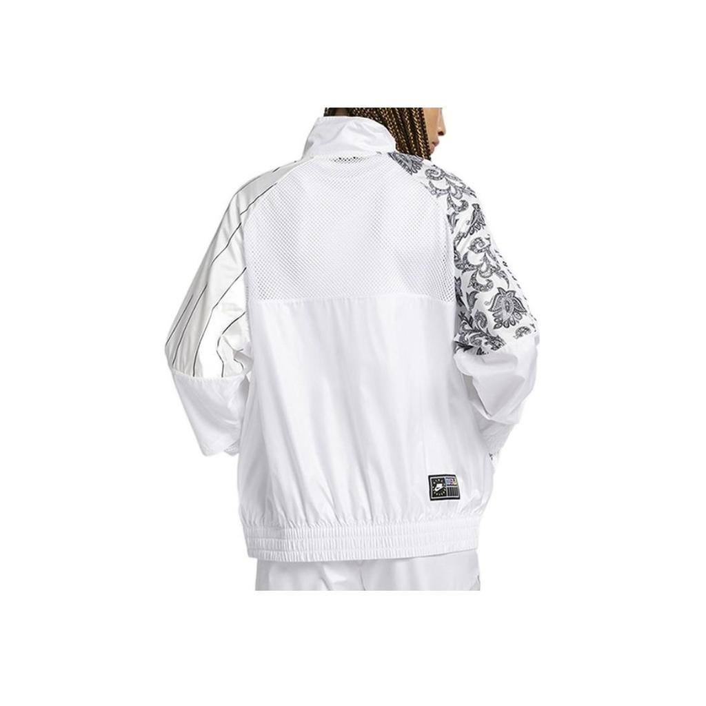 Nike Sportovní oblečení Barevný blok Design Potisk loga Bunda se stojáčkem Dámské bundy Bílá AR3026-100