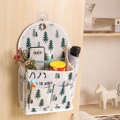 Hanging Bag Wall Mounted Large Capacity Cotton Flax Hook Design Hanging Organizer for Bathroom