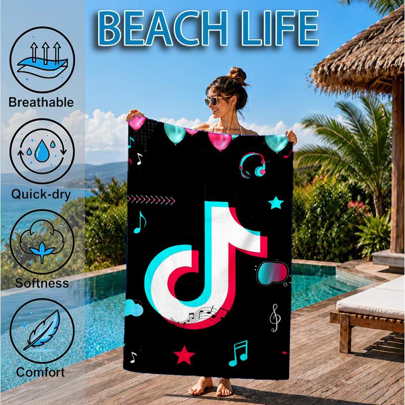 Neon Music Note Beach Towel, Microfiber Beach Towel, Perfect For Pool, Beach, Travel, Home Decor Beach Party Fan Gifts