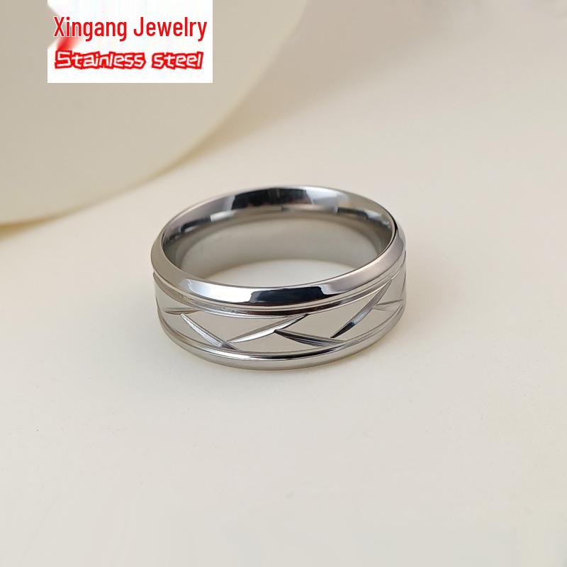 Herren Edelstahl Ring gestreift - Titan, Nicht verblassend, Luxusdesign