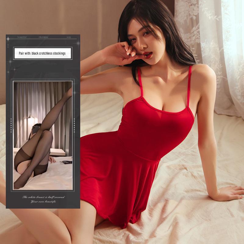 Camiciola da Notte in Seta di Latte Ultra-Corta: Pigiama Sexy in Stile Battle Suit