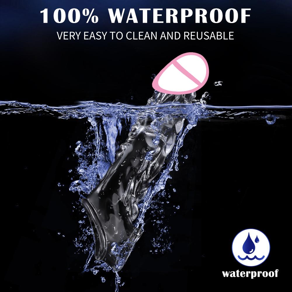 8.6 Inch Clear Cock Ring Extender Reusable Penis Sleeve with Vibrator Penis Ring Soft Dick Enlarger for Couples Reusable Condoms