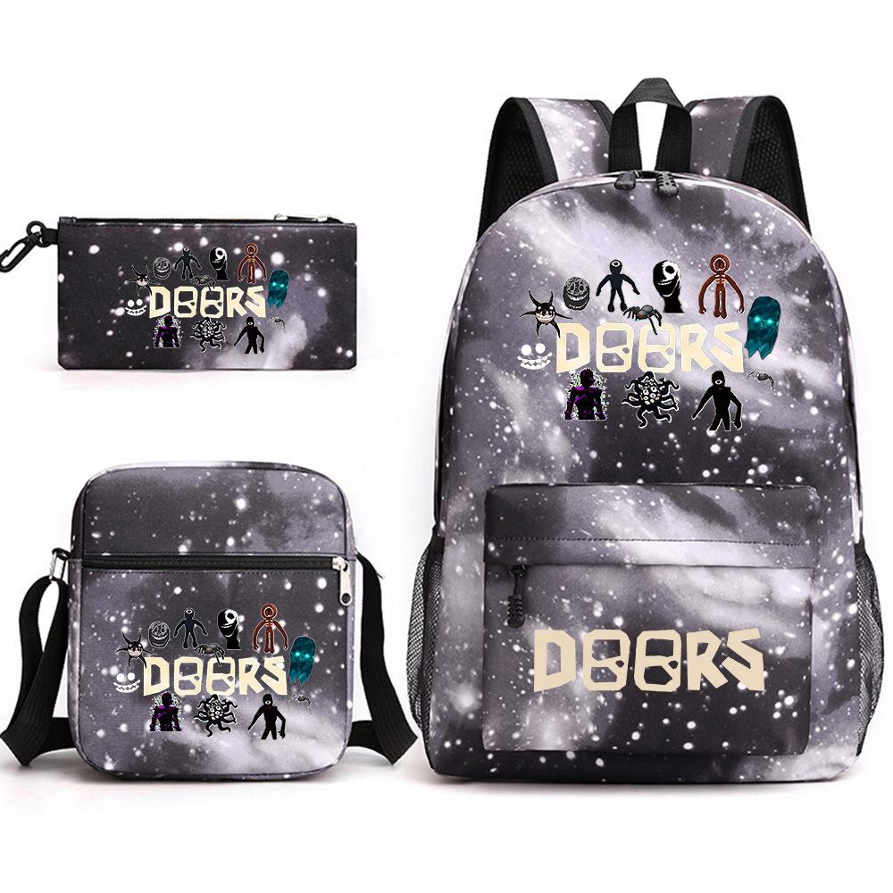 X Three-piece Schoolbag Printed Breathable Practical Backpack Large Capacity Oxford Bag