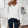 Women's Fashion Long Sleeve Ribbed Elegant Commuting And Casual Top