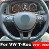 Car Steering Wheel Panel Cover Trim For Volkswagen VW T-Roc TROC 2017-    Carbon Fiber Interior Accessories
