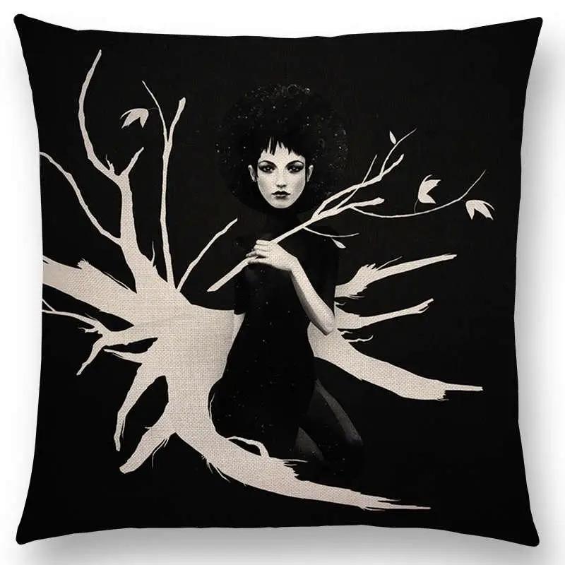 New Black White Style Wonder GirlSofa Pillow Case Elegant Lady Miracle Beauty Portrait Noble Mind Gorgeous Ideas Cushion Cover