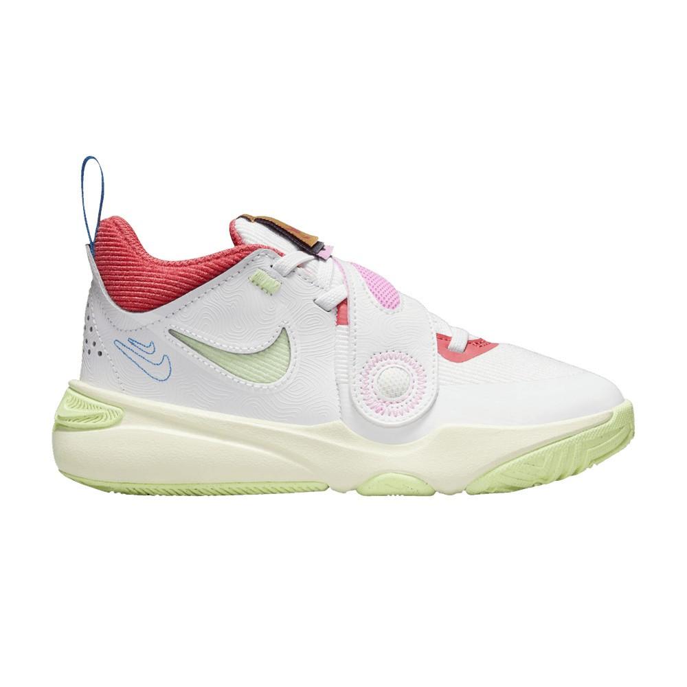 Nike Team Hustle D11 PS  Summit White Barely Volt  FJ1393-100 35