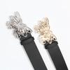 Retro Belt Women'S Metal Butterfly Snap Buckle Belt Simple Decorative Dress Jeans Belt