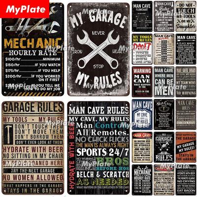 [MyPlate] My Garage Metallschild Vintage Mechaniker Blechschild Männerhöhle Dekoration Wanddekoration für Bar Plakette Heimdekoration Werkzeug Poster