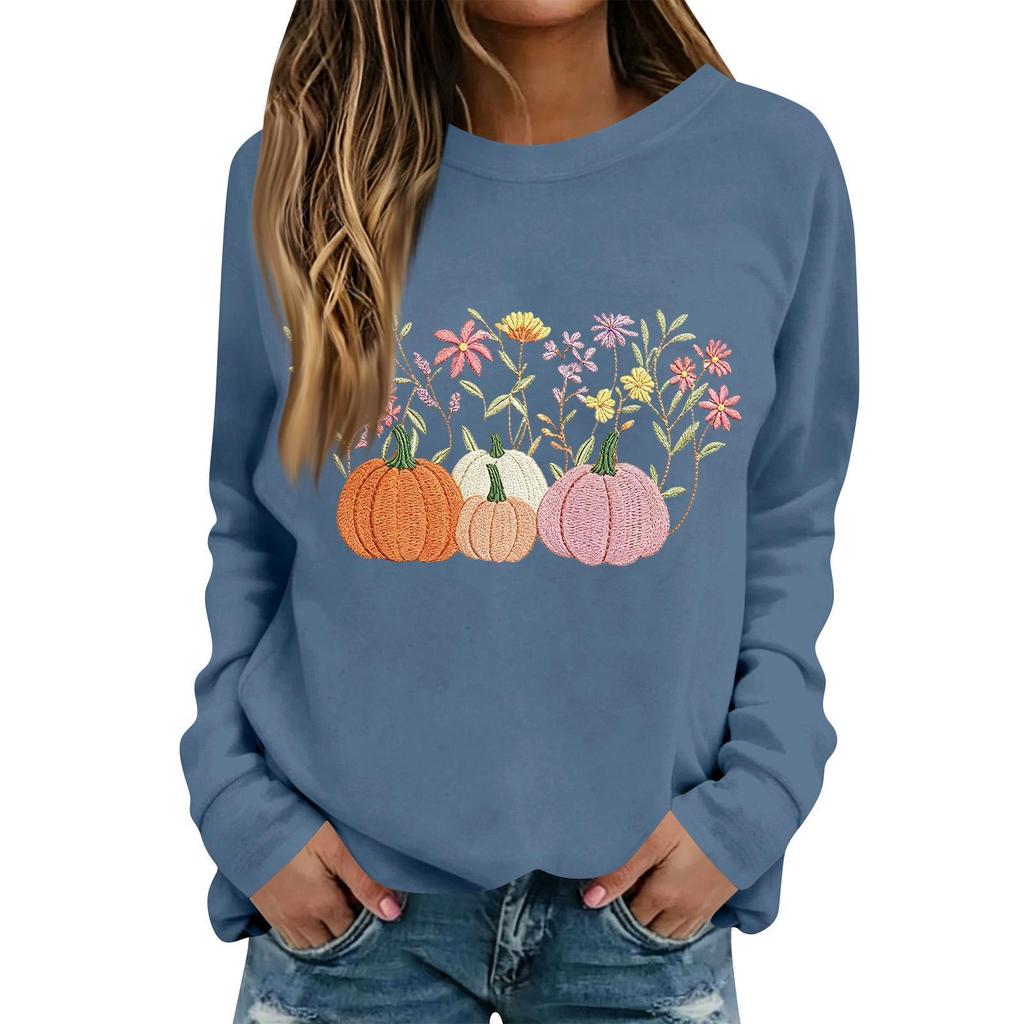 Women's Halloween Print Long Sleeve Neck Casual Top
