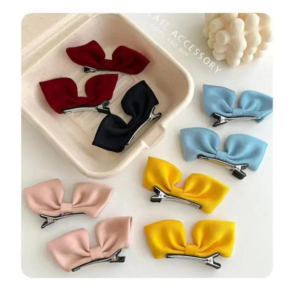 2pcs 3D Fabric Bowknot Hair Clips for Toddler Girls Princess Core Ruffled Side Clamps Non-Toxic Cute Kids Hair Accessories